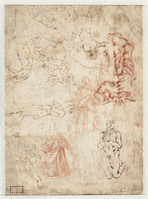 A 028 verso
          <br/>
          Verschillende figuurstudies
          <br/>
          <em>Michelangelo Buonarroti (1475-1564)</em>